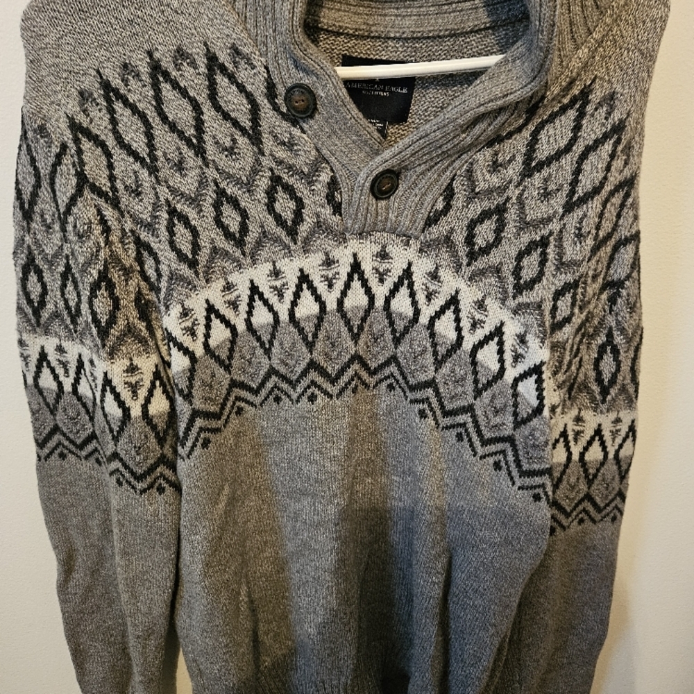 Men's Gray Patterned Sweater